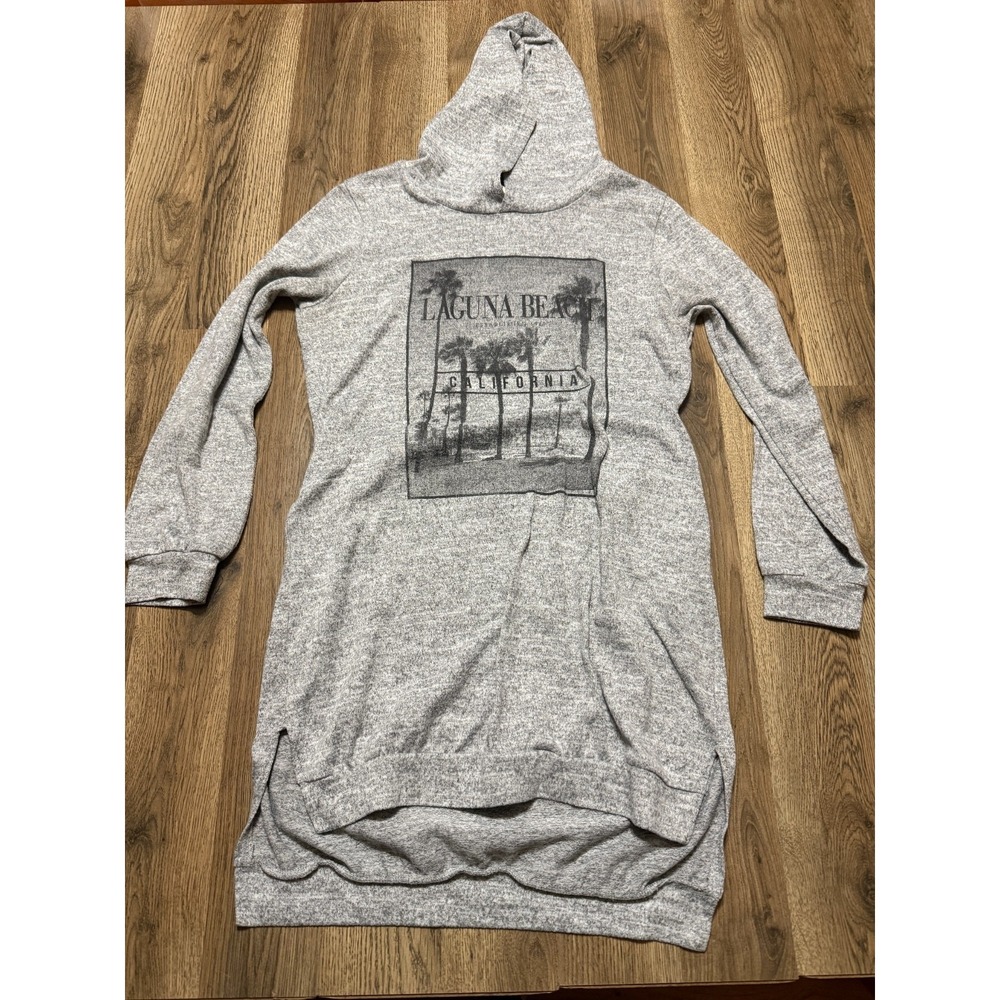 Ever Hottie Dress, Women's Large Grey Black Sweatshirt Laguna Beach California